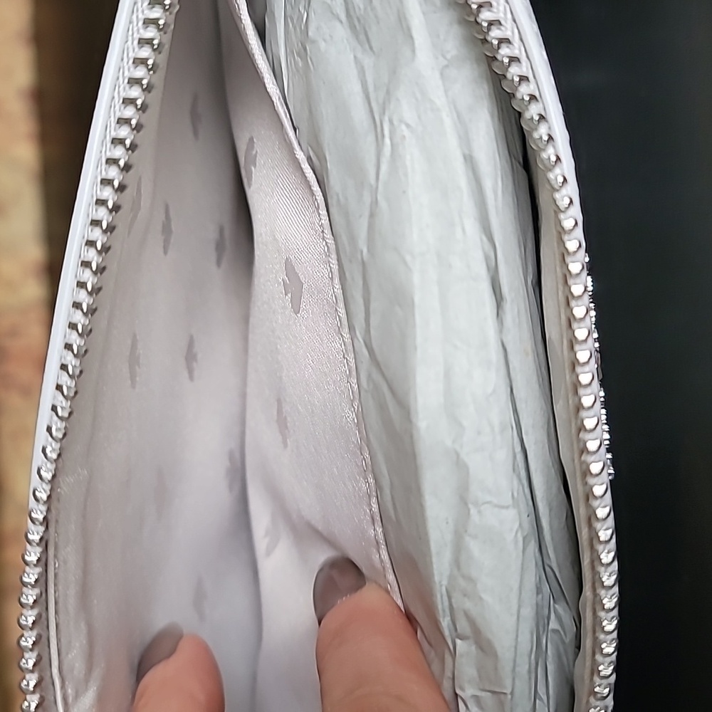 NWT Kate Spade Glitter Crossbody Flash Light Grey Silver - Picture 10 of 13